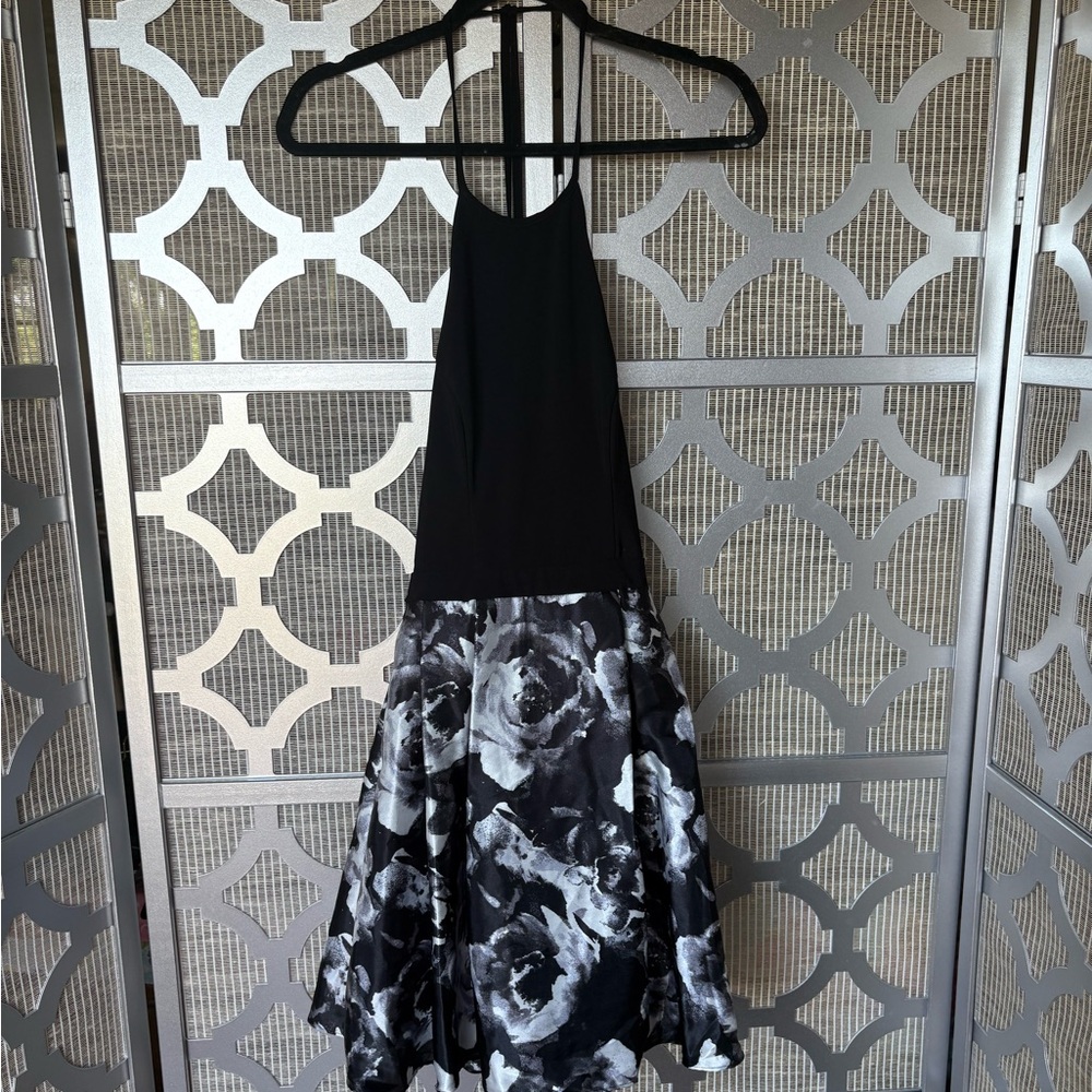 Elegant Black and White Floral Dress